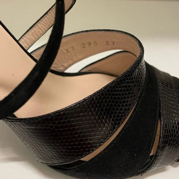 Vintage Y2K  GIORGIO ARMANI High-heeled, kitten Suede-leather sandals Size 37 - Picture 8 of 9